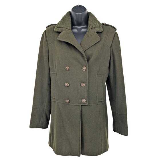 Guess Wool Blend Peacoat Jacket Women Size L Double Breasted Military Modern Y2K - Picture 1 of 16